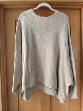 Free People: We The Free Oversized Neutral Beige Crewneck Sweatshirt - Size M